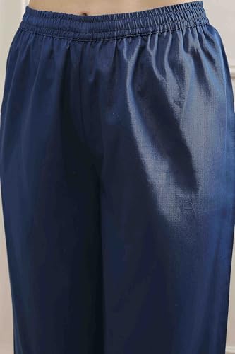 Biba Women's Blue Chanderi Straight Dyed Suit Set
