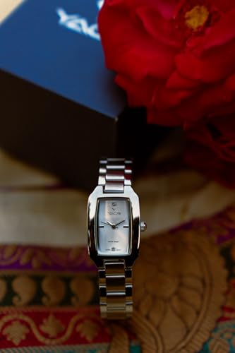 Yacbi YF01S Women's Stainless Steel Wrist Watch, Silver Rectangular Dial with Japanese Quartz Movement, 22mm Dial, 14mm Band, 3BAR Water Resistant