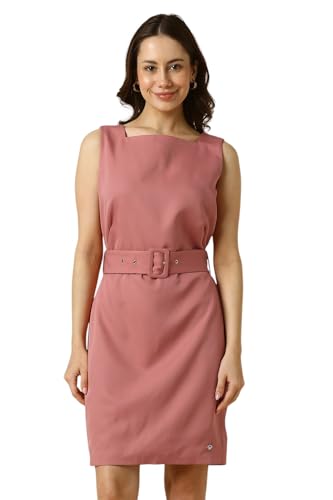 Allen Solly Women's Polyester Modern Mid-Thigh Length Dress (AHDRWRGPN42121_Pink
