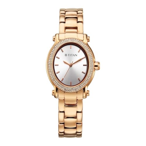 Titan Glamour Quartz Analog Silver Dial Stainless Steel Strap Watch for Women