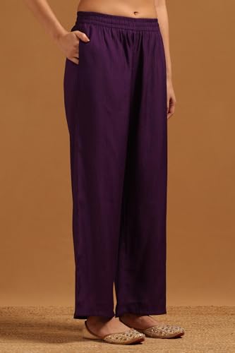 Soch Womens Purple Muslin Embroidered Salwar Suit With Sequins