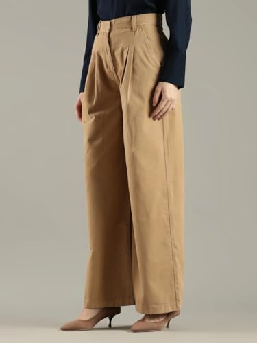 Loose Fit Solid Mid Rise Trouser