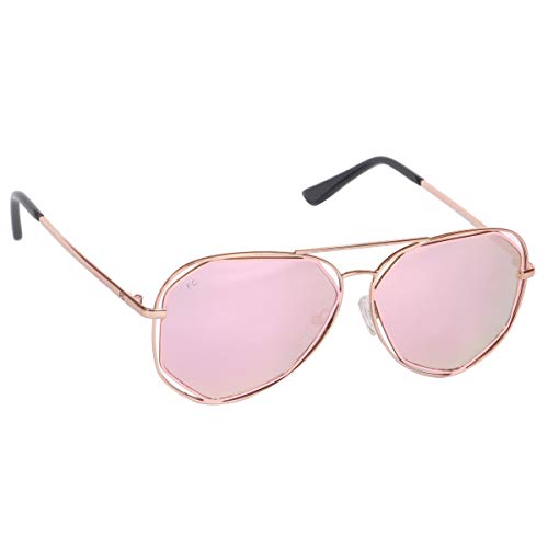 FCUK Mirrored Aviator Unisex Sunglasses - (FC 7386 C3 S|56|Pink Color Lens)