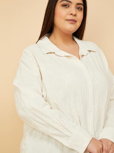 Max Women Embroidered Shirt (Beige_3XL)