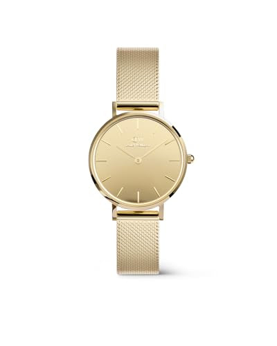 Daniel Wellington Petite Mirror Analogue Watch for Women with Gold Round Dial & Gold Stainless Steel Bracelet Band Water Resistant Women's Wrist Watches - DW00100797K