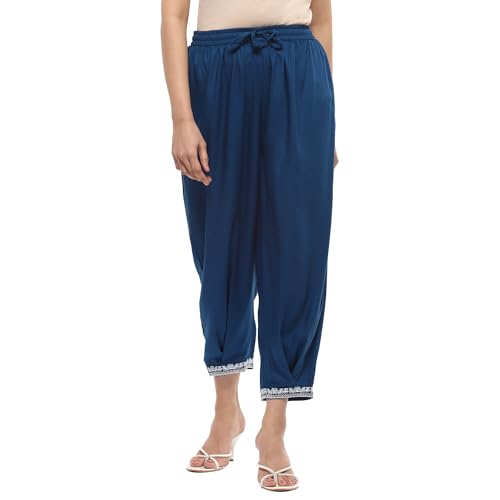 Rangriti Women Viscose Solid Palazzo(DORI19147_Blue_2XL)