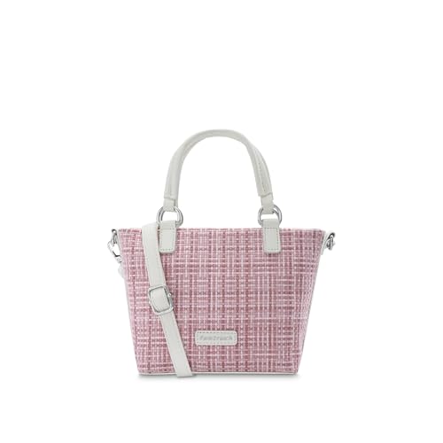 Fastrack Women's Basketweave Satchel | Detachable Adjustable Sling, Top Zip Closure, Inner Utility Pockets, Handheld Option | Textured Fabric Bag | 6 Months Warranty