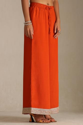 Soch Women's Viscose Blend Kurta Suit Set (OWS5CD21871_Orange