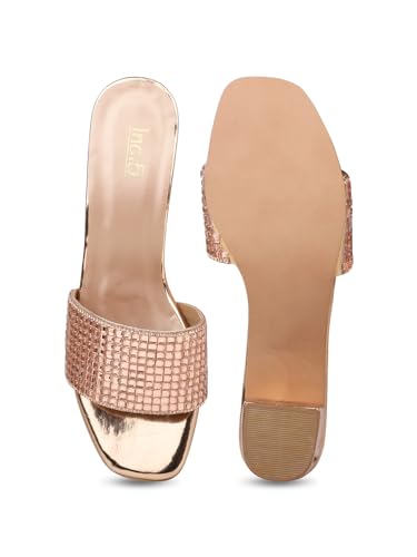 Inc.5 Women Rose Gold Embellished Block Heels