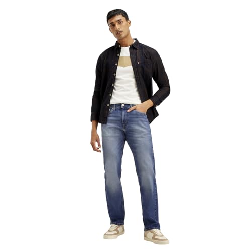 Levi's Men's 505 Blue Straight Fit Mid Rise Jeans