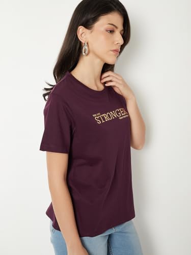 Max Women Printed T-Shirt(Purple_S)