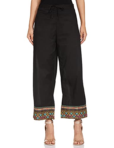 BIBA Cotton Women Printed Straight Salwar Kurta Dupatta(Skdbandhej 7509_Black_32)