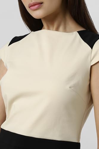 Van Heusen Women Cream Print Knee Length Formal Dress