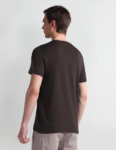 Arrow Sport Mens Brown Graphic Crew Neck Short Sleeve Men's T-Shirts & Polos (ASAEOTS5119_Brown_XL)