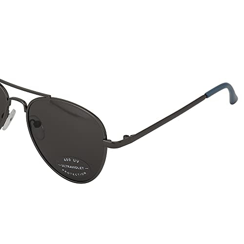 Carlton London Boy's Black Lens & Gunmetal-Toned Aviator Sunglasses with UV Protected Lens