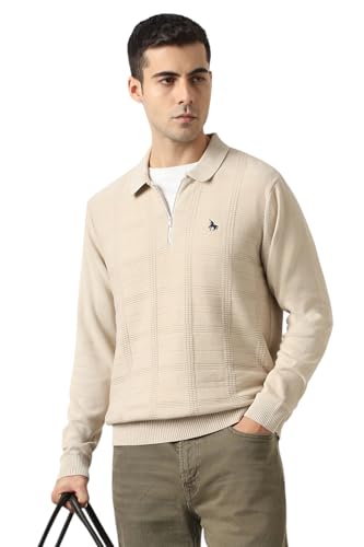 Men Beige Textured Sweater