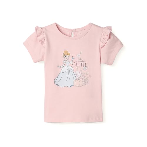 Nautinati Girls’ Disney Princess Cotton T-Shirt | Regular T-Shirt for 3 to 24 Months Pink