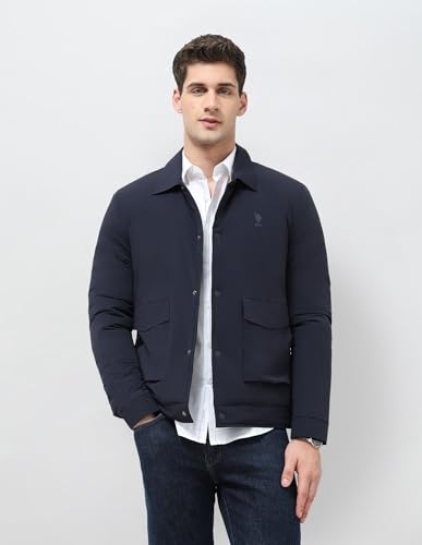 U.S.Polo Association Men's Solid Regular Fit Jacket (USJCK001C_Navy_S)