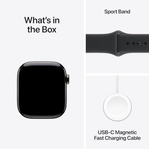 Apple Watch Series 11 GPS + Cellular 42mm Slate Titanium Case with Black Sport Band - S/M