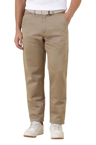 Men Brown Solid Casual Trousers