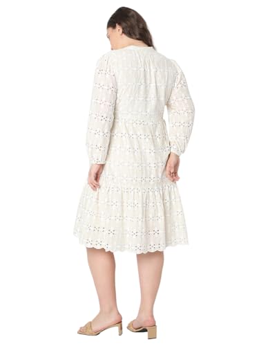 VERO MODA Curve Women Beige Fit and Flare Dress