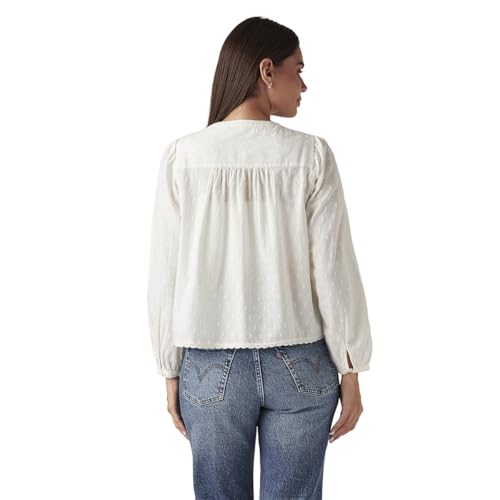 Levi's Women's Embroidered Off-White Band Neck Top