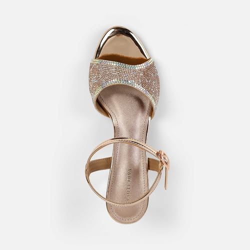 Mochi Women's Back Strap closure Casual - Slides with Block Gold Heel UK/7 EU/40(54-216)