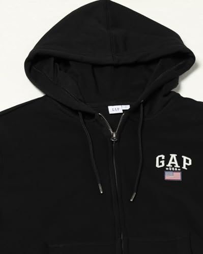 GAP Men Printed Regular Fit Full Zip Neck Full Sleeves Sweatshirt,Black,L