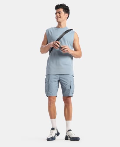 Jockey MZ08 Men Super Combed Cotton Woven Straight Fit Cargo Shorts with Seven Pockets_Windward Blue_M