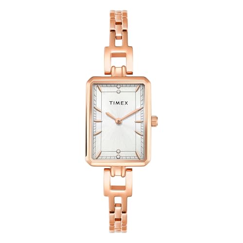 TIMEX Silver-Tone Rectangle Dial Analog Women's Watch - TWEL22802