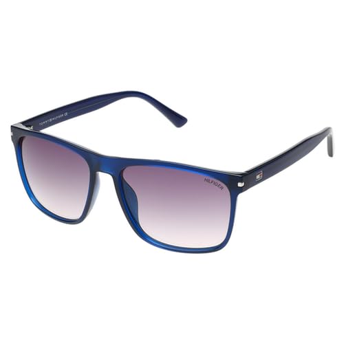 TOMMY HILFIGER Unisex UV Protected Eyewear | Grey Lens | Blue Frame | Full Rim Square Shape Branded Latest and Stylish Sunglasses | 100% UV Protection |Sunglasses| Size Medium | TH 1572 C3 S