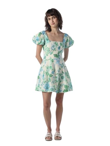 ONLY Women Floral Print Fit and Flare Green Dress
