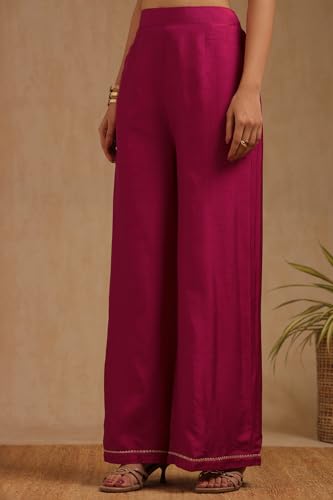 Soch Women's Dola Silk Salwar Suit Set (OWA5CD22209_Fuchsia