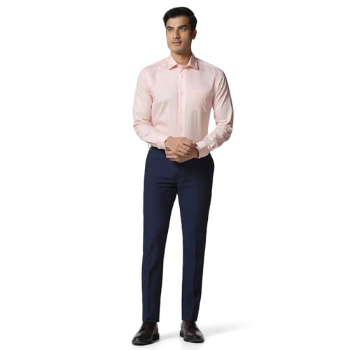 blackberrys Men Peach India Slim Fit Shirt | Soft Peach Tone Shirt with Full Sleeves, Slim Fit Construction and Refined Everyday Styling | Size 40, Color Orange