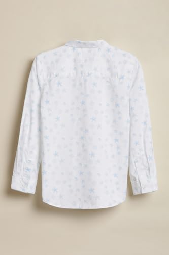 Boys White Print Casual Shirt