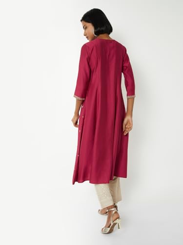 Max Women Embroidered A-line Kurta (Red_XXL)