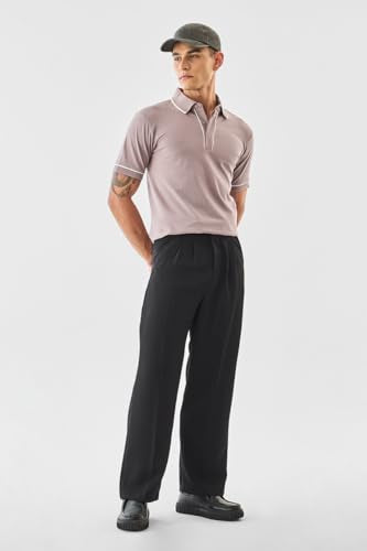 SNITCH Men's Polo T-Shirt | Minimalist Polo Design with Reinforced Shoulder Panels | Cotton Blend Fabric for Breathable & Stretchable Comfort | Casual Wear Essential | Mauve