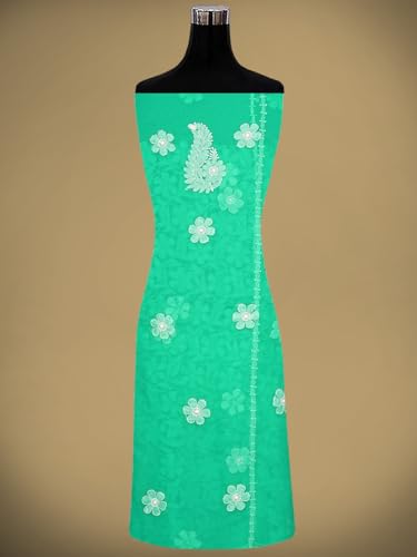 Ada Hand Embroidered Lucknowi Chikankari Georgette Dress Material Suit Piece with Dupatta for Women 01A780078 Sea Green