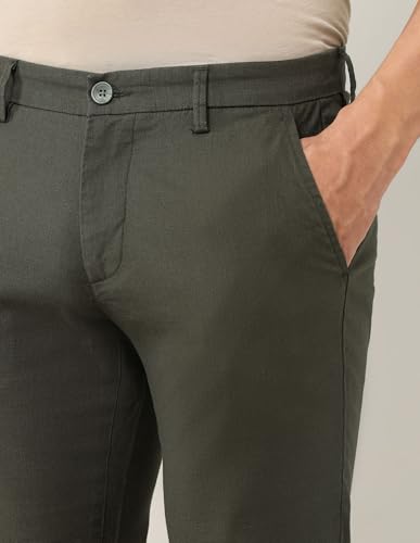 Arrow Sports Men's Mid Rise Slim Fit Trousers (ASAETRO2948_Green_36)