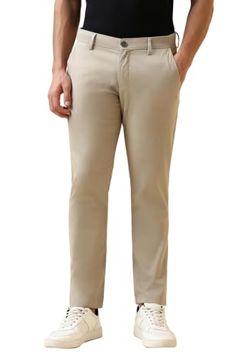 Men Beige Solid Casual Trousers