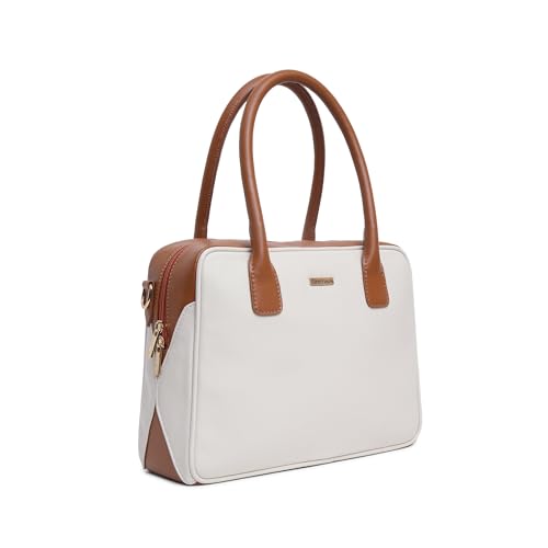 Fastrack Structured Satchel for Women | Stylish Satchel for Girls, Ladies, Women | Spacious Bag Made of Faux Leather (White)