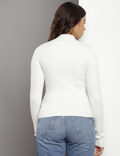 Calvin Klein Cotton Mock Neck Sweater Ivory