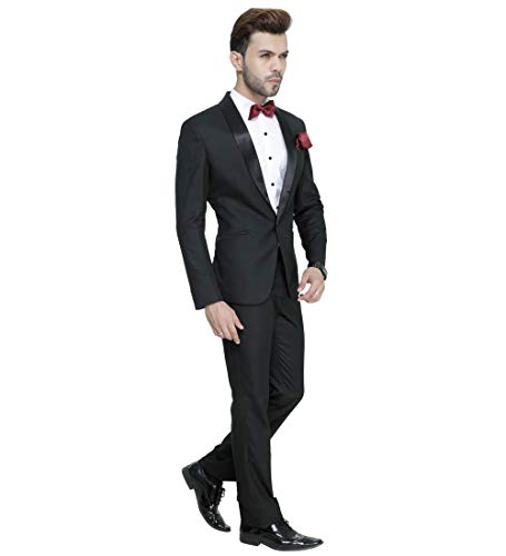 MANQ Men's Slim Fit Tuxedo Suit (ST-101-38_Black_38)
