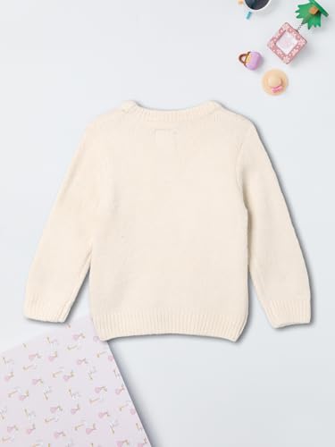 Max Girls Embroidered Christmas Sweater (White_6-12 M)