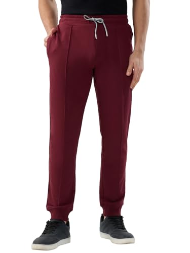 Park Avenue Men Slim Fit Solid Pattern Cotton Polyester Spandex Blend Flat Front Casual Jogger Pant