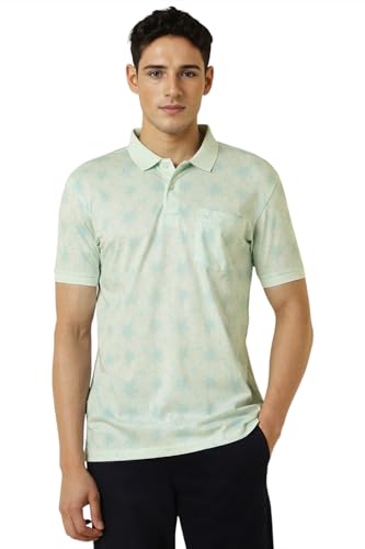 Allen Solly Men Green Print Polo Neck T-Shirt