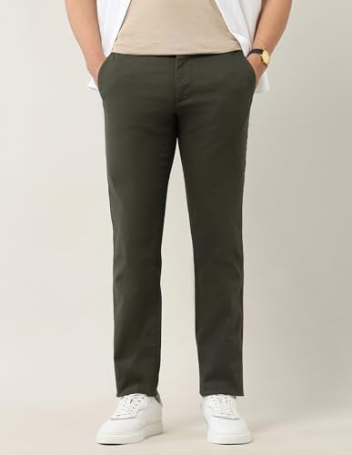Arrow Sports Men's Mid Rise Slim Fit Trousers (ASAETRO2948_Green_36)
