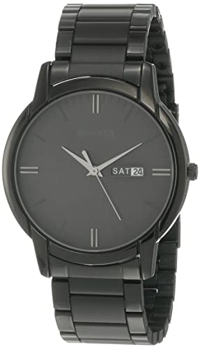 Sonata Reloaded Quartz Analog with Day and Date Black Dial Black Stainless Steel Strap Watch for Men - NT77031NM03