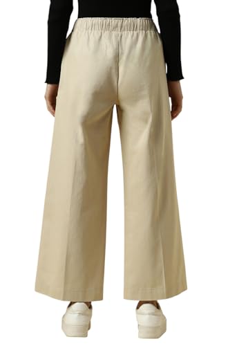 Women Beige Regular Fit Textured Casual Trousers