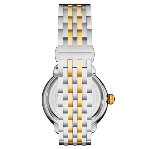 Stuhrling Original Women’s Stainless Steel Watch – Crystal Bezel, Iridescent Mother-of-Pearl Dial, Quartz Movement, Mineral Crystal, Steel Bracelet, 50M Water Resistant, Red Crown, Gold